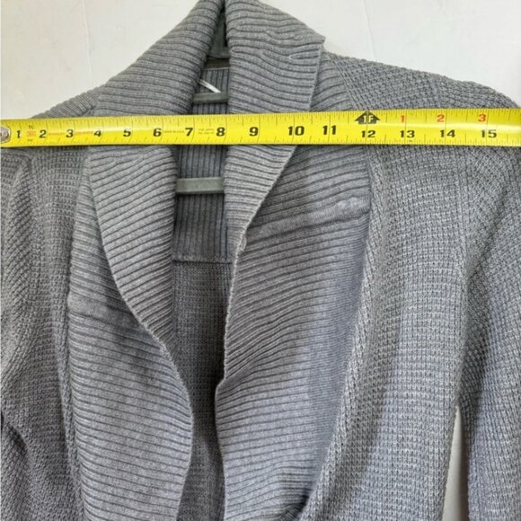 Lululemon Cashmere Bamboo Cardigan Sweater Wrap Tie Tencel Belt Open Waffle Knit - Picture 13 of 15